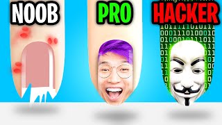 Can We Go NOOB vs PRO vs HACKER In NAIL SALON 3D!? (SATISFYING NAIL ART APP!)