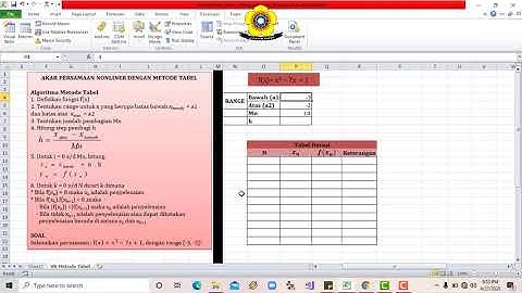 METODE TABEL MENGGUNAKAN VISUAL BASIC EXCEL 2010