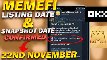 Memefi Listing Date Snapshot Date CONFIRMED | DO THIS NOW