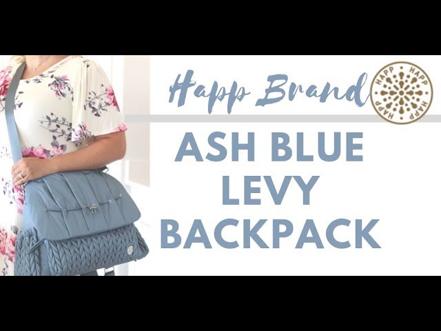 Chic Designer Diaper Bag - Happ Levy Backpack Ash Blue - Soft & Feminine Diaper Backpack for Fashion Forward Moms