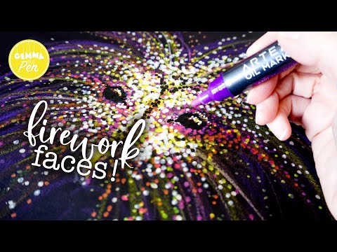 Firework Faces! 🎇 Pentel Oil Pastels + Arteza Oil Markers * Relaxing art-making and chatting