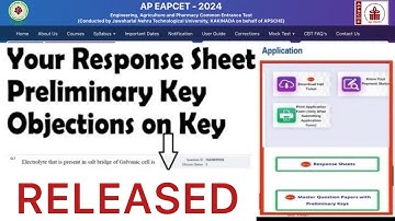 AP EAPCET 2024 RESPONSE SHEET RELEASED | EAMCET KEY RELEASED 2024