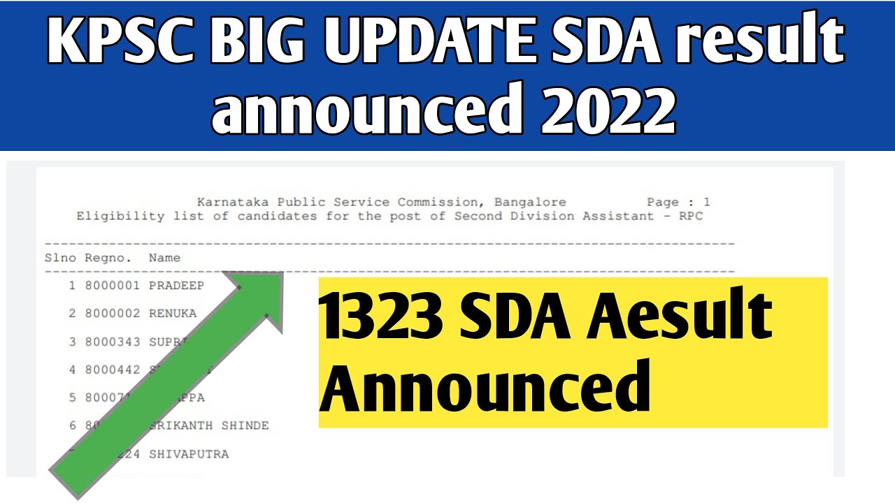 SDA 1323 POST result announced 2022 IN KANNADA