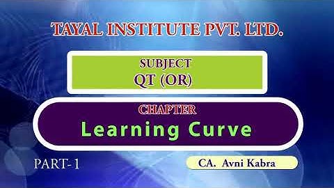 Learning Curve Part 1