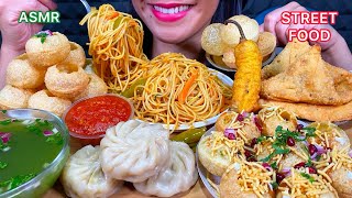 ASMR CHOWMEIN NOODLES, PANI PURI, MOMO, SAMOSA, DAHI PURI, MIRCHI BAJJI, MASSIVE Eating Sounds