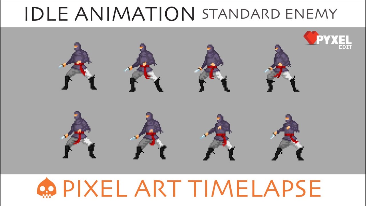 Pixel Art Timelapse - Idle Animation - Standard Enemey - The Legend of  Tobimaru - YouTube