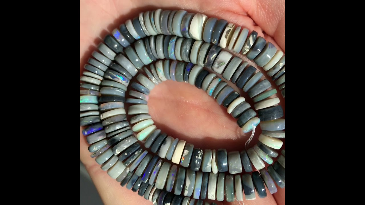 AUSTRALIAN OPAL SMOOTH TYRE BEADS 6-8MM ~ 16" STRAND - CG12098