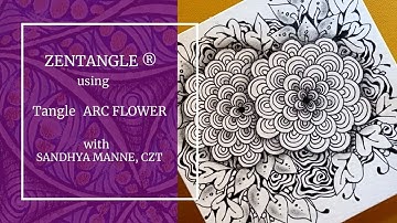 Zentangle® Mini Project with Tangle ARC FLOWER, beginners tutorial