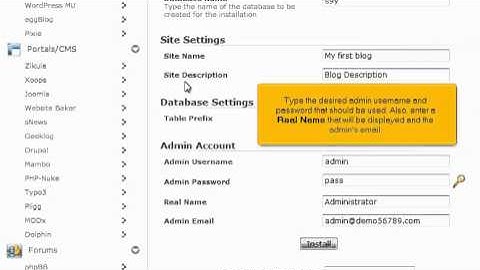 Installing Serendipity using Softaculous