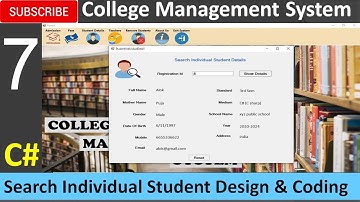 7. College Management System in C# - Search Individual Student Design and Coding
