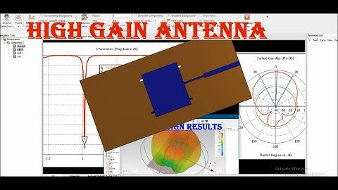 Antenna design in cst | results gain , VSWR, pol,  radiation pattern in cst