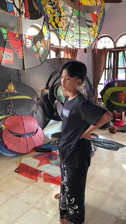 Cottage boy buys kite