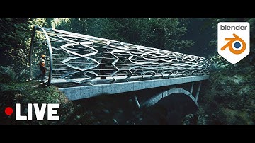 Gorge-crossing footbridge in Blender