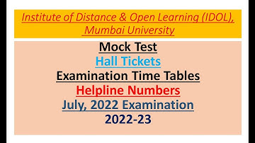 IDOL | Mock Test | Time Table | July 2022 | Examination | Mumbai University | Hall Tickets | 22-7-22