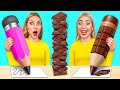チョコレートの食べ物 vs 本物の食べ物のチャレンジ | 甘いものばかり食べて24時間 Choco DO