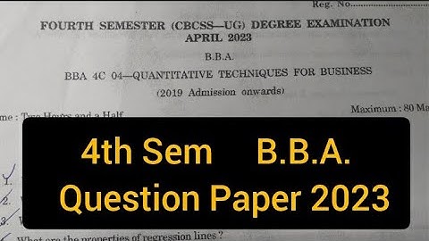 QUANTITATIVE TECHNIQUES FOR BUSINESS        |      4th Sem    B.B.A.   Question Paper  2023 #calicut