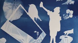 Alternative process photography cyanotype printmaking using magazine cut outs
