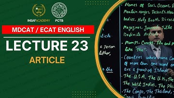 English MDCAT / ECAT | Lecture 23 | Article | PCTB Insaf Academy
