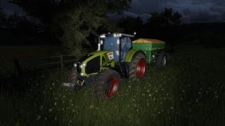 Farming simulator 2015 épandage de l'engrais avec Claas axion 950 et amazon