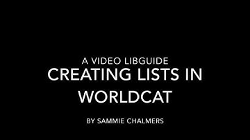 WorldCat Lists Quickguide