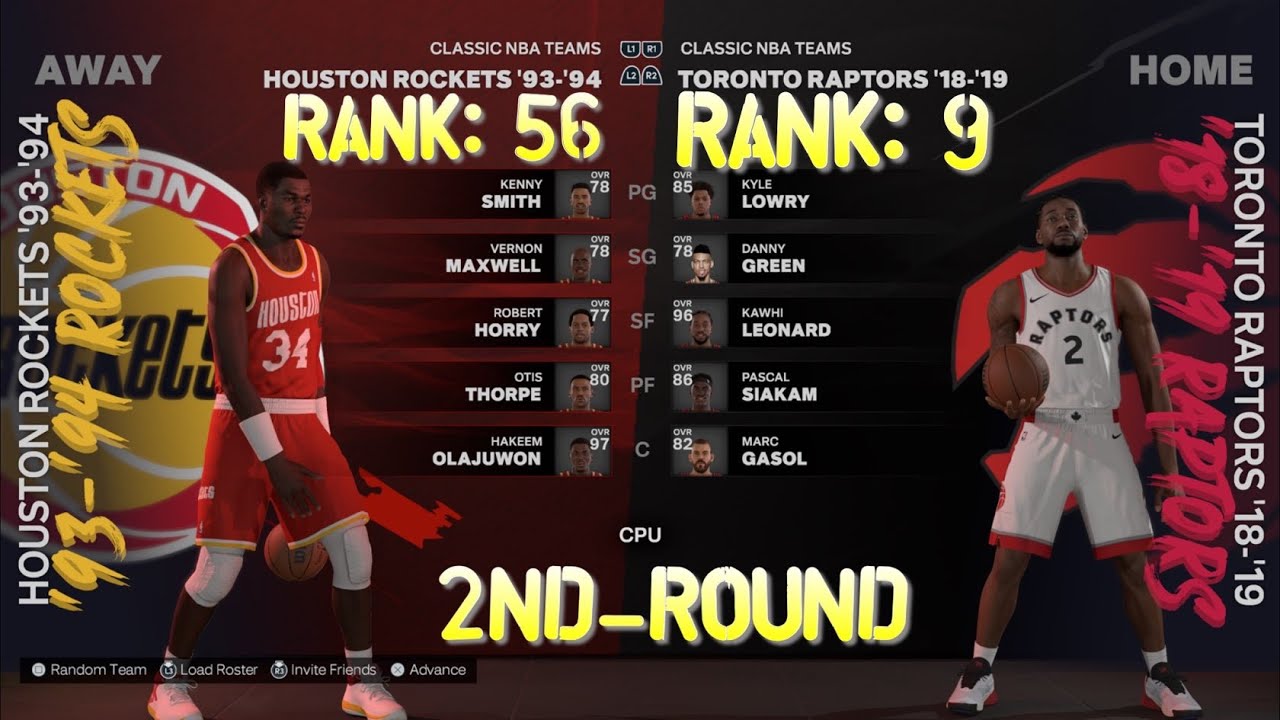 Game 9: (56) ‘93-’94 Rockets @ (9) ‘18-’19 Raptors (NBA 2K25 Tourney ...