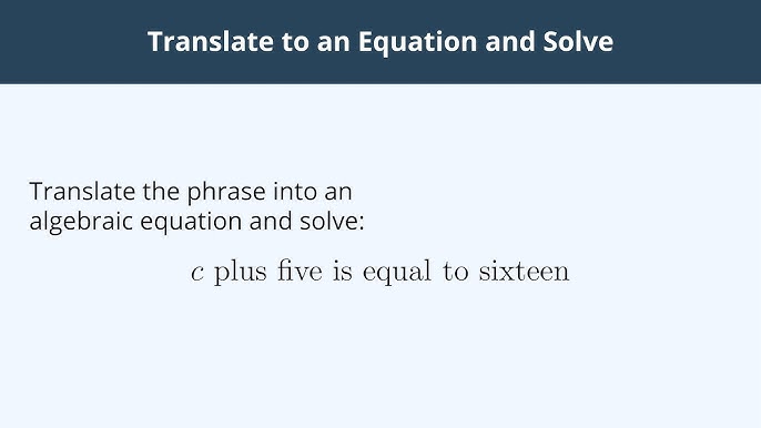 to an Equation Solve - 5 - YouTube