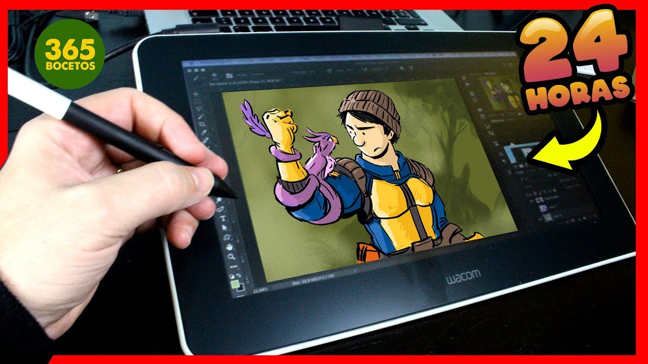 eximir compromiso expedido DIBUJO DIGITAL – Mis primeras 24 HORAS con una WACOM ONE - Dibujo digital  photoshop de 365bocetos - YouTube