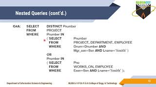 18CS53 MODULE 3  NESTED QUERIES AND NULL
