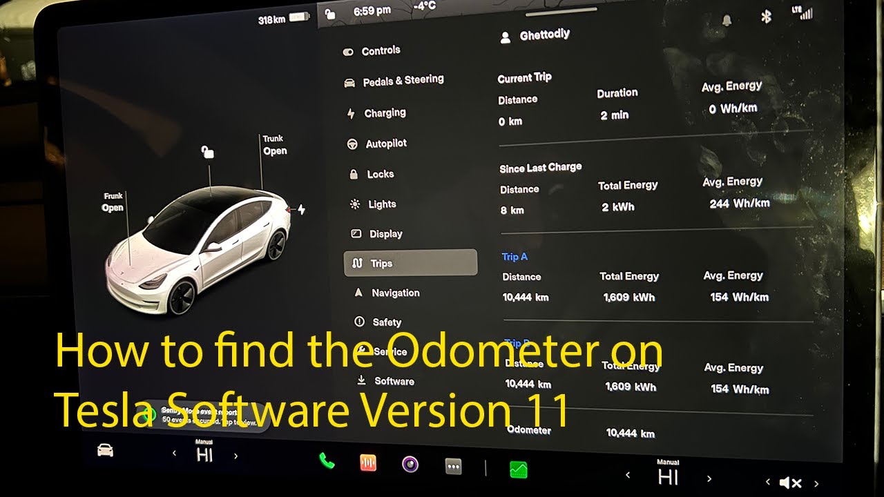 How To Find the Odometer and Tripmeter on a Tesla Model 3 with Tesla  Software V11. - YouTube