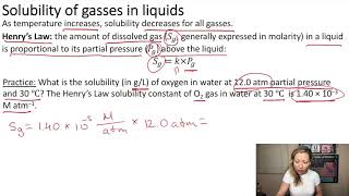 Solubility of gasses and Henry's Law with example