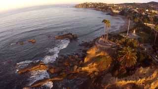 F450 quad heli FPV flights Laguna Beach, CA, Crescent Bay to Main Beach