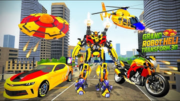 Flying Helicopter Robot Car Transform Shooting War Feature - Robot Game 2024 - Android Gameplay