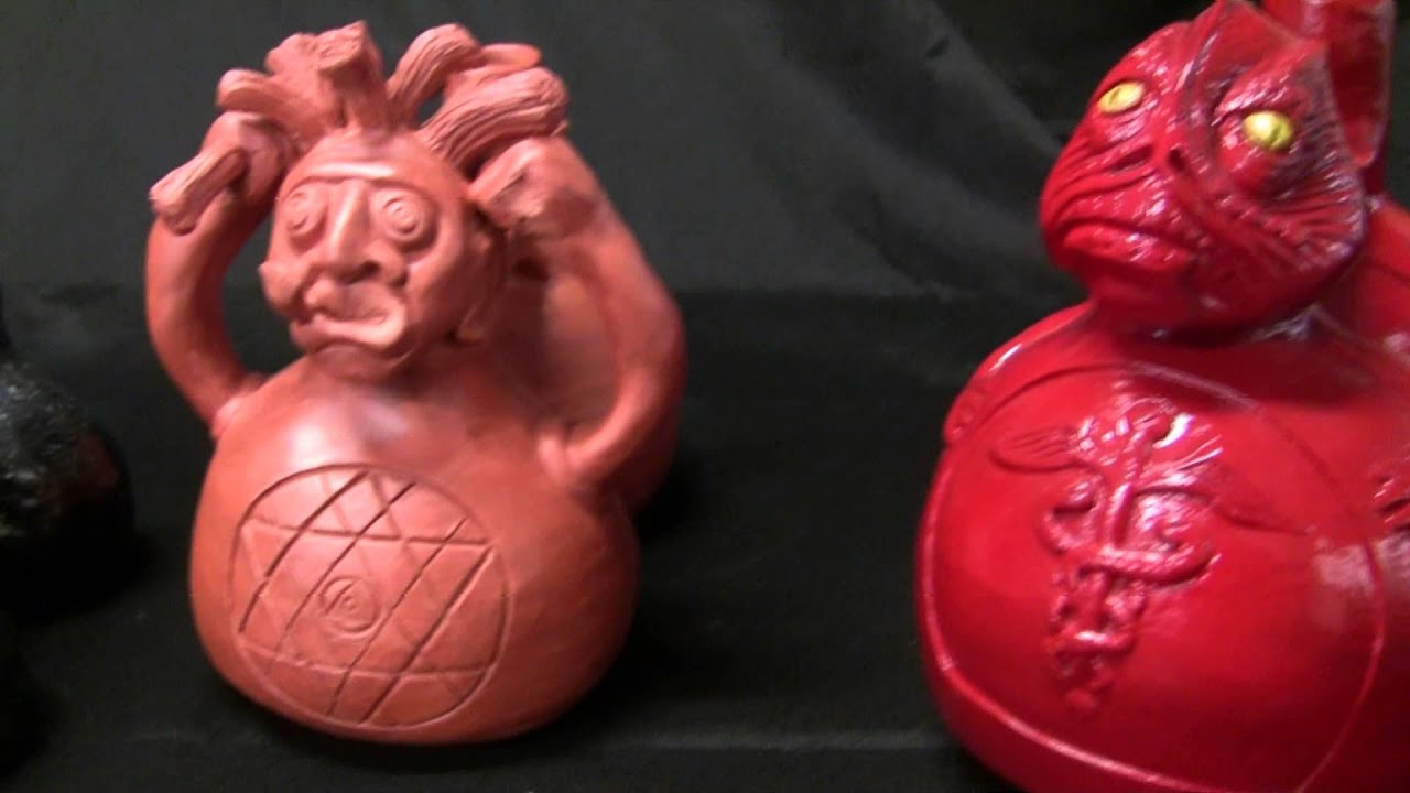 Double Chambered Whistling Vessel Shamanic Tools for Healing ~ Mayan Sculptures