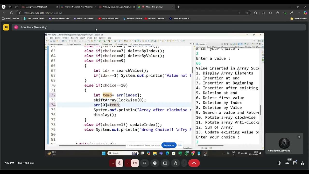 JAVA | LECTURE 6.7 | PRIYA BHATIA | EXERCISE | 1D ARRAY | SORTING - YouTube