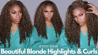 Blonde & Beautiful! The Perfect Water Wave Highlight Wig | Ft Ayiyi Hair