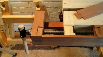 Split top Roubo woodworking bench with L shaped tail vice