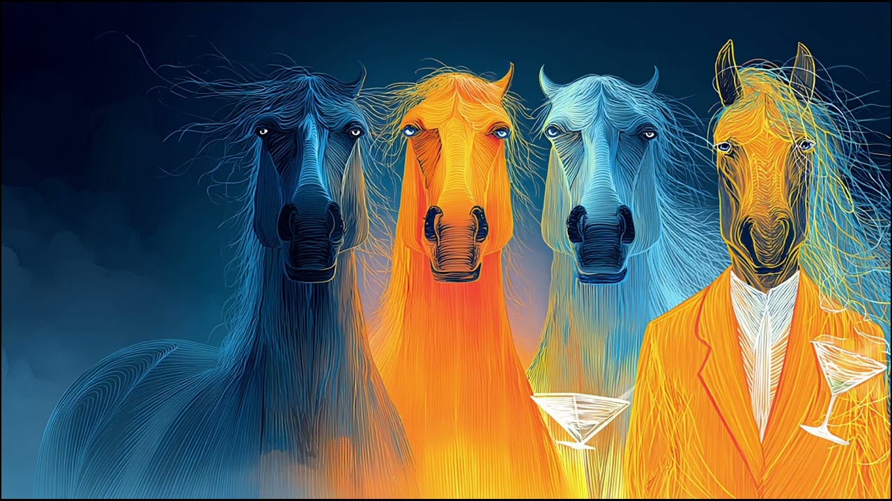 חדי קרן בעדר של סוסים