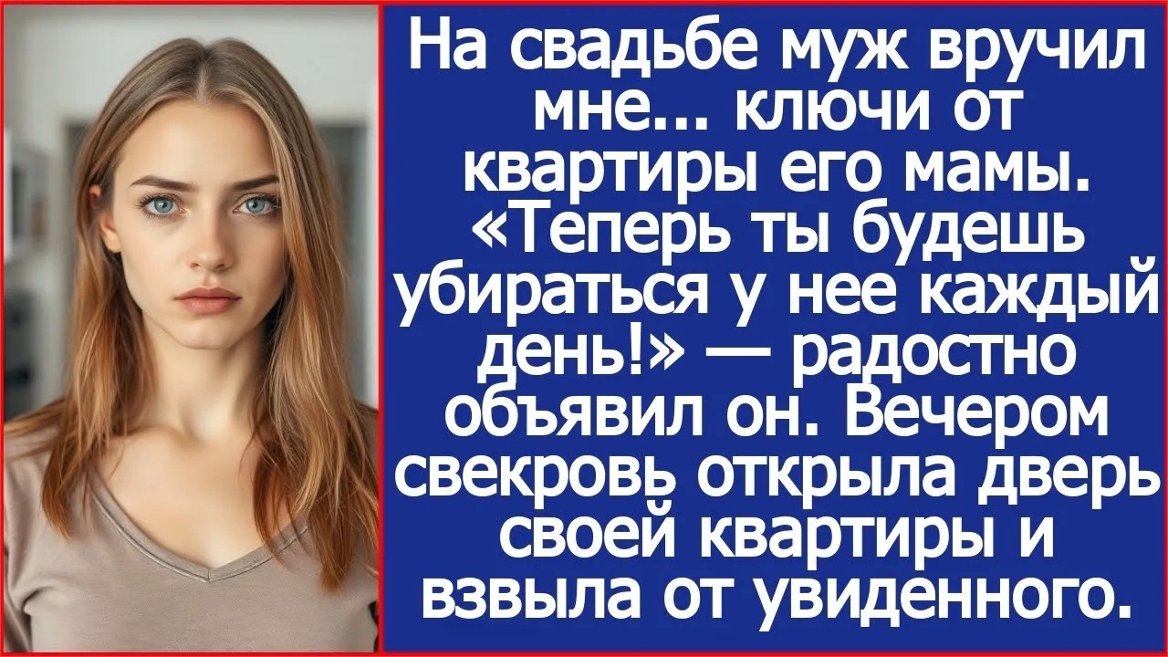 На свадьбе муж вручил мне   ключи от квартиры его мамы  «Теперь будешь убираться у нее каждый д
