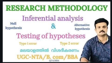 Inferential analysis and Hypothesis testing Research Methodology brm Malayalam