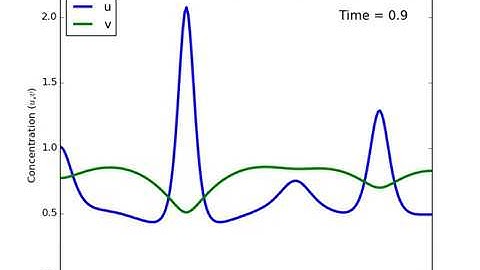 Turing instability - Dominant wavenumber k=8 - Example no. 5