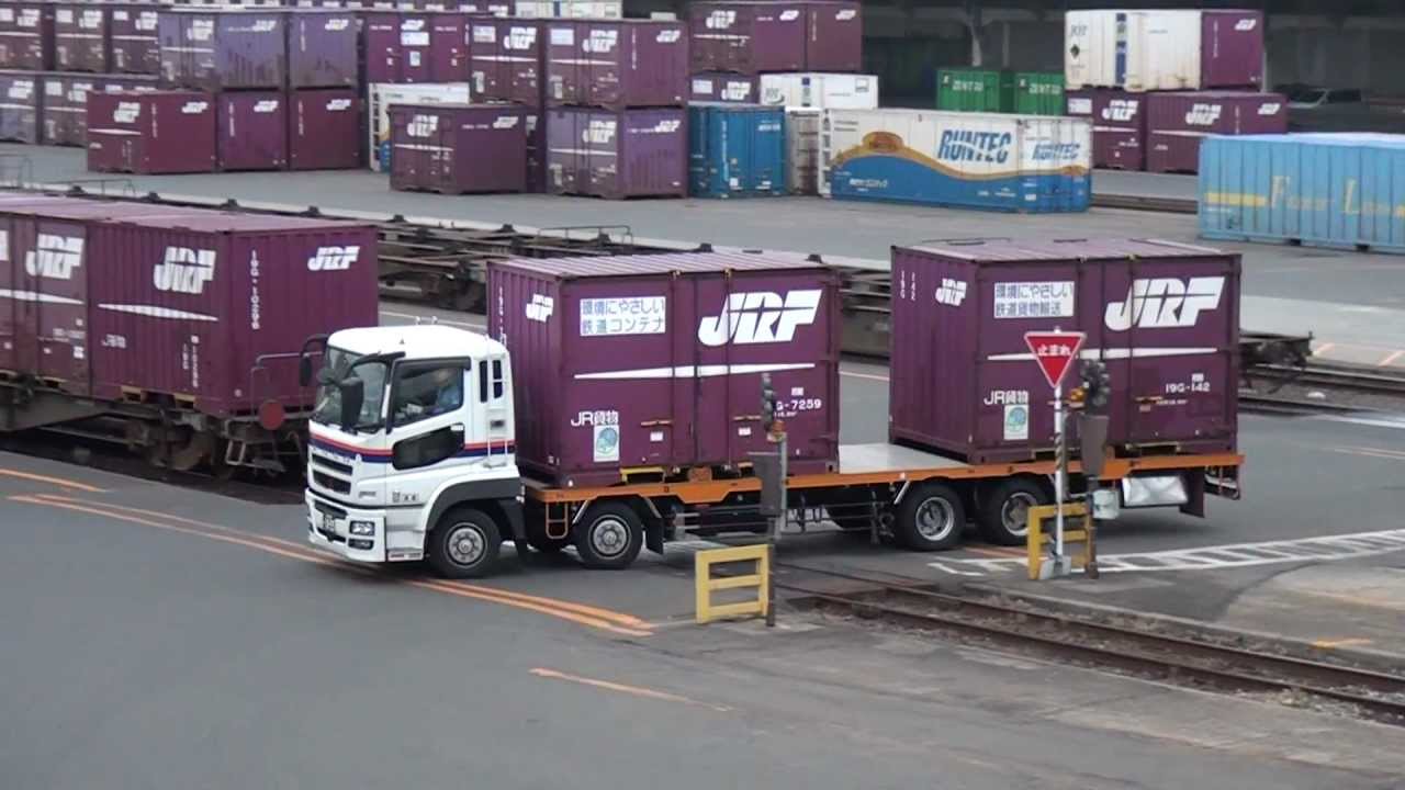 Jr貨物 鉄道コンテナ積載ふそうトラック 仙台貨物ターミナル Youtube