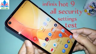 infinix hot 9 fingerprint face unlock and all security settings test