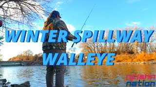 Winter Walleye Spillway Fishing In Nebraska #walleye #spillwayfishing
