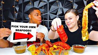 PICK YOUR OWN SEAFOOD BOIL CHALLENGE + KING CRAB &amp; LOBSTER TAIL MUKBANG