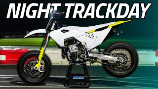 Ripping Supermoto on Track at Night