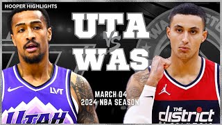 Utah Jazz vs Washington Wizards Full Game Highlights | Mar 4 | 2024 NBA Season