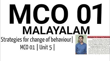 Strategies for change of behaviour | MCO 01 | Unit 5