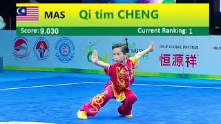 Qi Tim Cheng 🇲🇾 9.03 score🥇 Changquan (Group C Boys), 8th World Junior Wushu Championship Indonesia