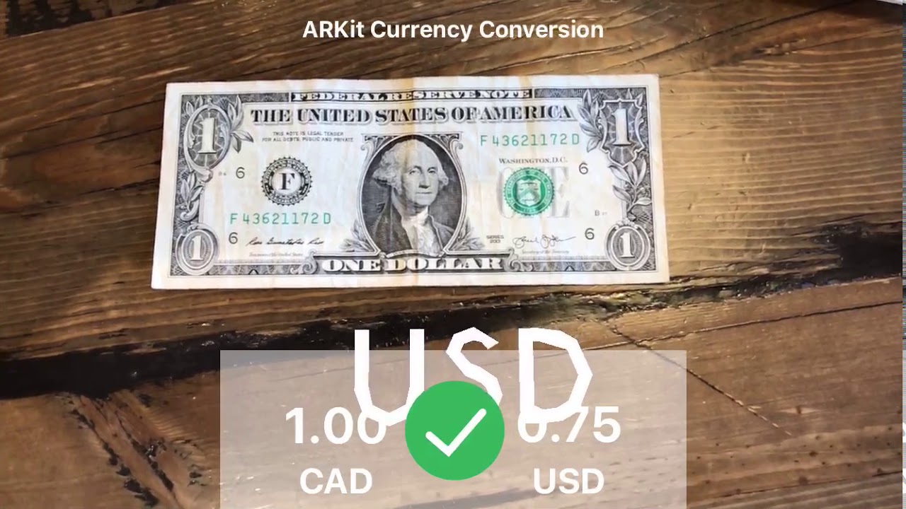 Augmented Reality ARKit 2.0 currency conversion app for iOS 12 beta