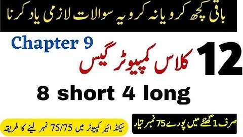 12th class computer chp 9 most important important Short & long Questions guess 2023